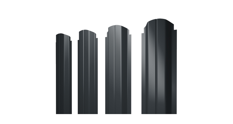 Штакетник П-образный А фигурный 0,5 Satin Мatt RAL 7016 антрацитово-серый